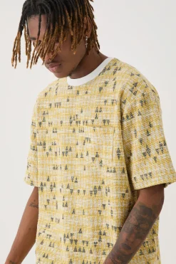 Tall Oversized Jacquard Geo T-shirt | UK^boohooMAN Sale