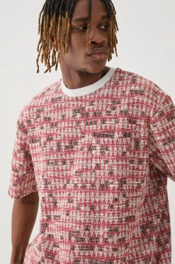 Tall Oversized Jacquard Geo T-shirt | UK^boohooMAN Best