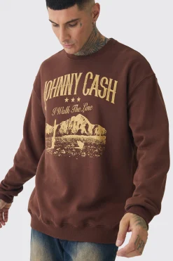 boohooMAN Tall Oversized Johnny Cash Licensed Sweatshirt | UK| Hoodies & Sweatshirts