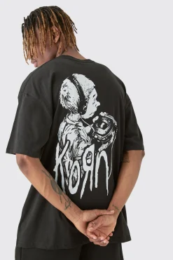 Tall Oversized Korn License T-shirt In | UK^boohooMAN Best