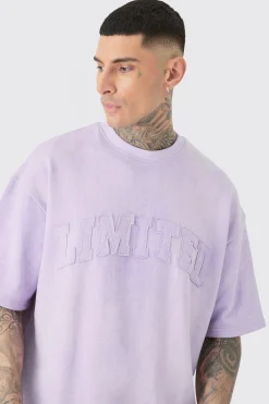 Tall Oversized Limited Applique Washed T-shirt | UK^boohooMAN New