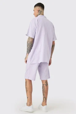 boohooMAN Tall Oversized Linen Drop Revere Shirt & Short Set In | UK| Sets & Co-Ords