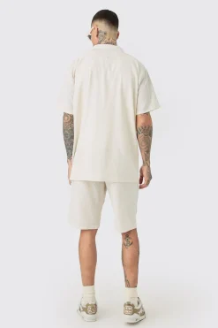 boohooMAN Tall Oversized Linen Drop Revere Shirt & Short Set In | UK| Sets & Co-Ords