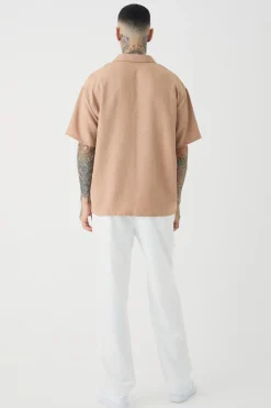 Tall Oversized Linen Revere Polo In | UK^boohooMAN Best