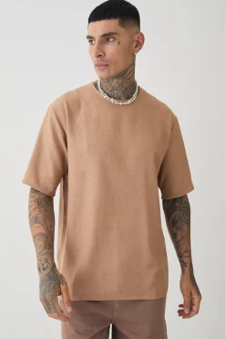 Tall Oversized Linen T-shirt | UK^boohooMAN New