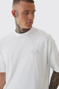 Tall Oversized Man Diamond Embroidered T-shirt In | UK^boohooMAN Outlet