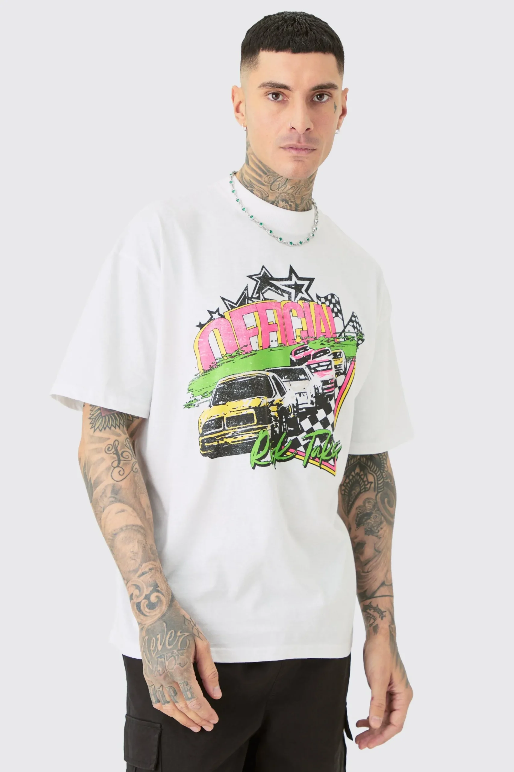 Tall Oversized Neon Moto T-shirt | UK^boohooMAN Sale