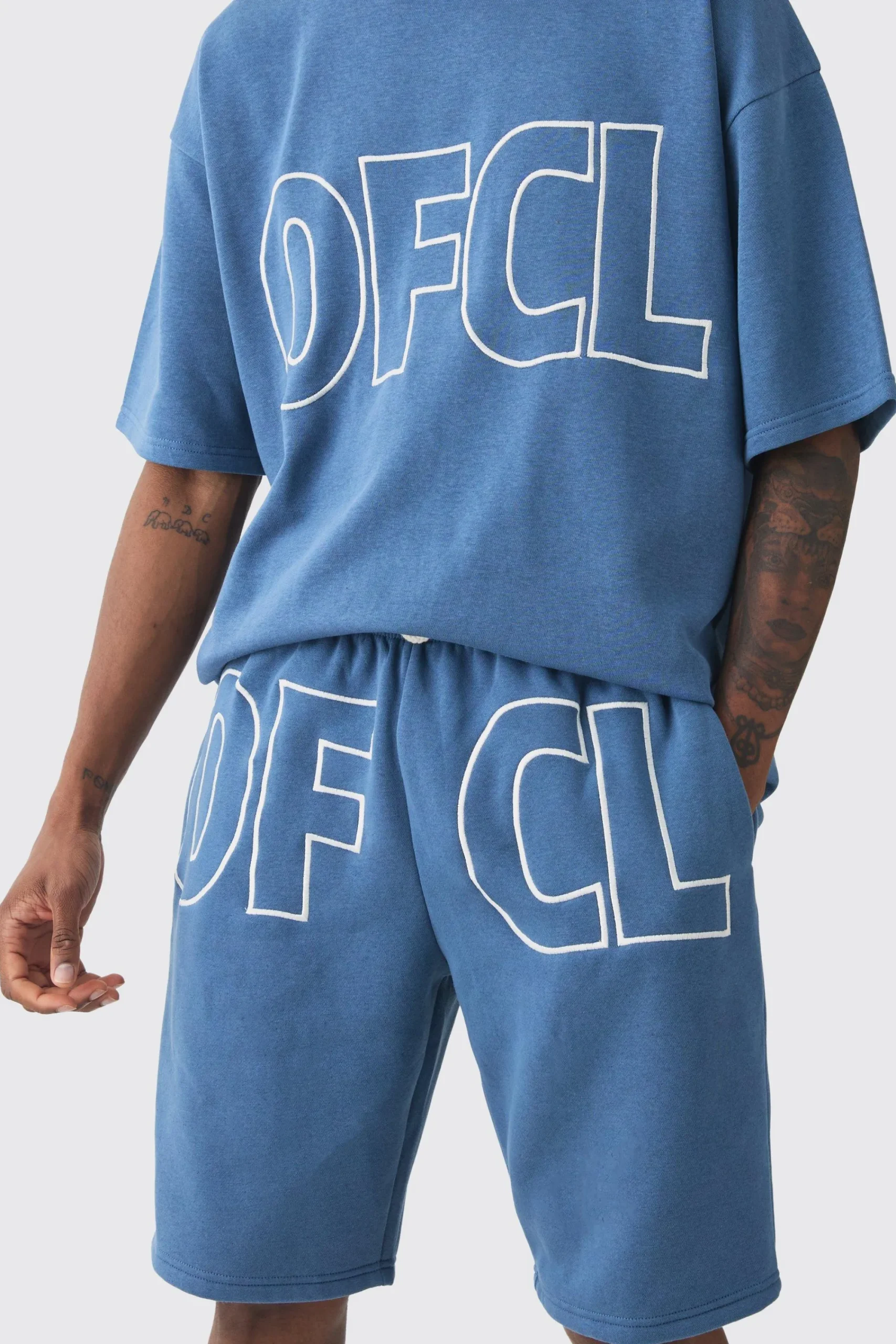 boohooMAN Tall Oversized Ofcl Applique T-shirt & Short Set | UK| Tracksuits