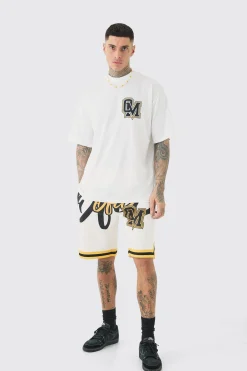 boohooMAN Tall Oversized OFCL Basketball Tee & Short Set | UK| Tracksuits