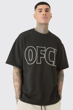 Tall Oversized OFCL Embroidered T-Shirt | UK^boohooMAN