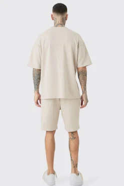 boohooMAN Tall Oversized OFCL Embroidered T-Shirt & Short Set | UK| Tracksuits