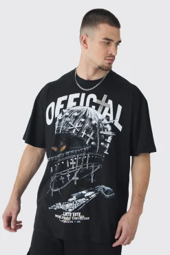 Tall Oversized Official Balaclava Print T-Shirt | UK^boohooMAN Clearance