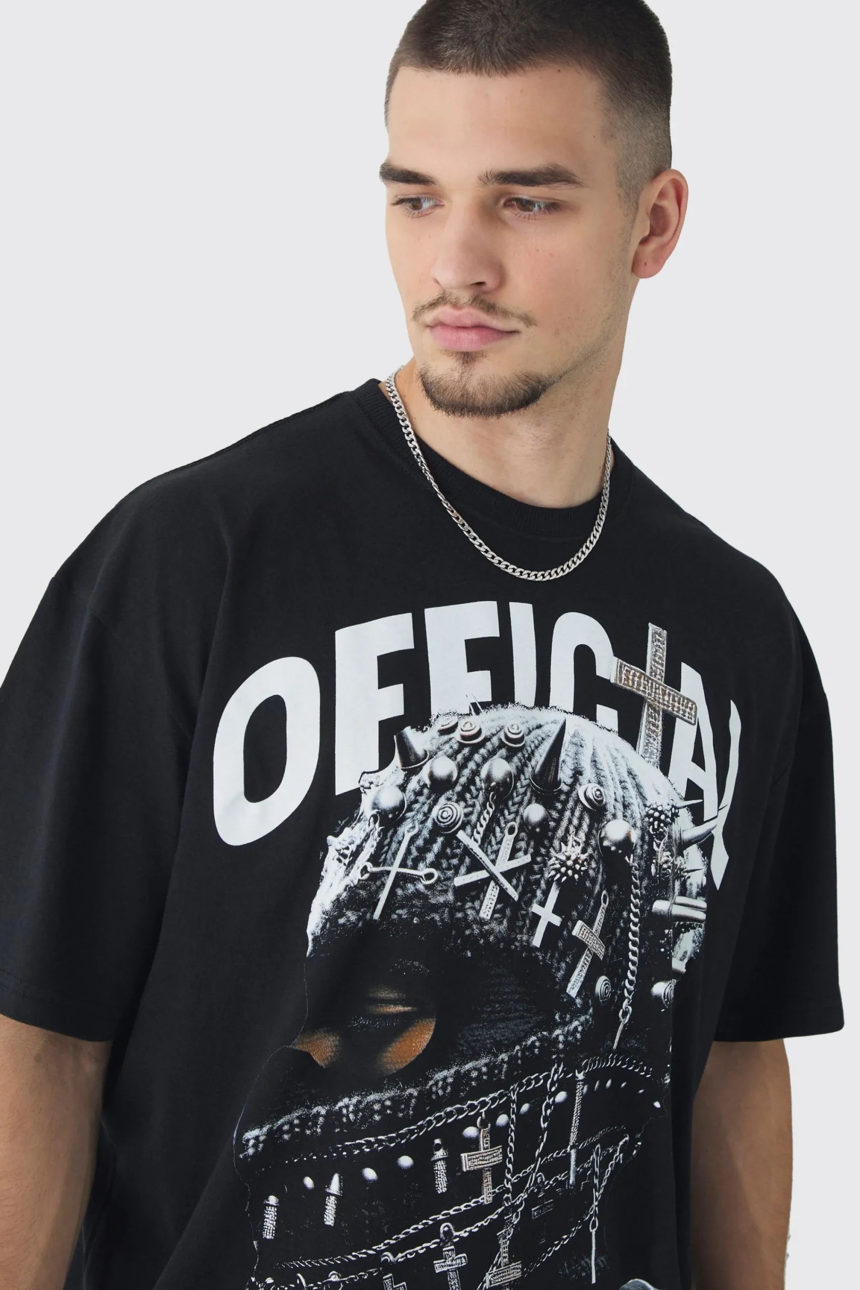 Tall Oversized Official Balaclava Print T-Shirt | UK^boohooMAN Clearance