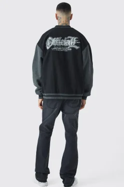 boohooMAN Tall Oversized Official Colour Block Varsity Jacket In | UK| Coats & Jackets