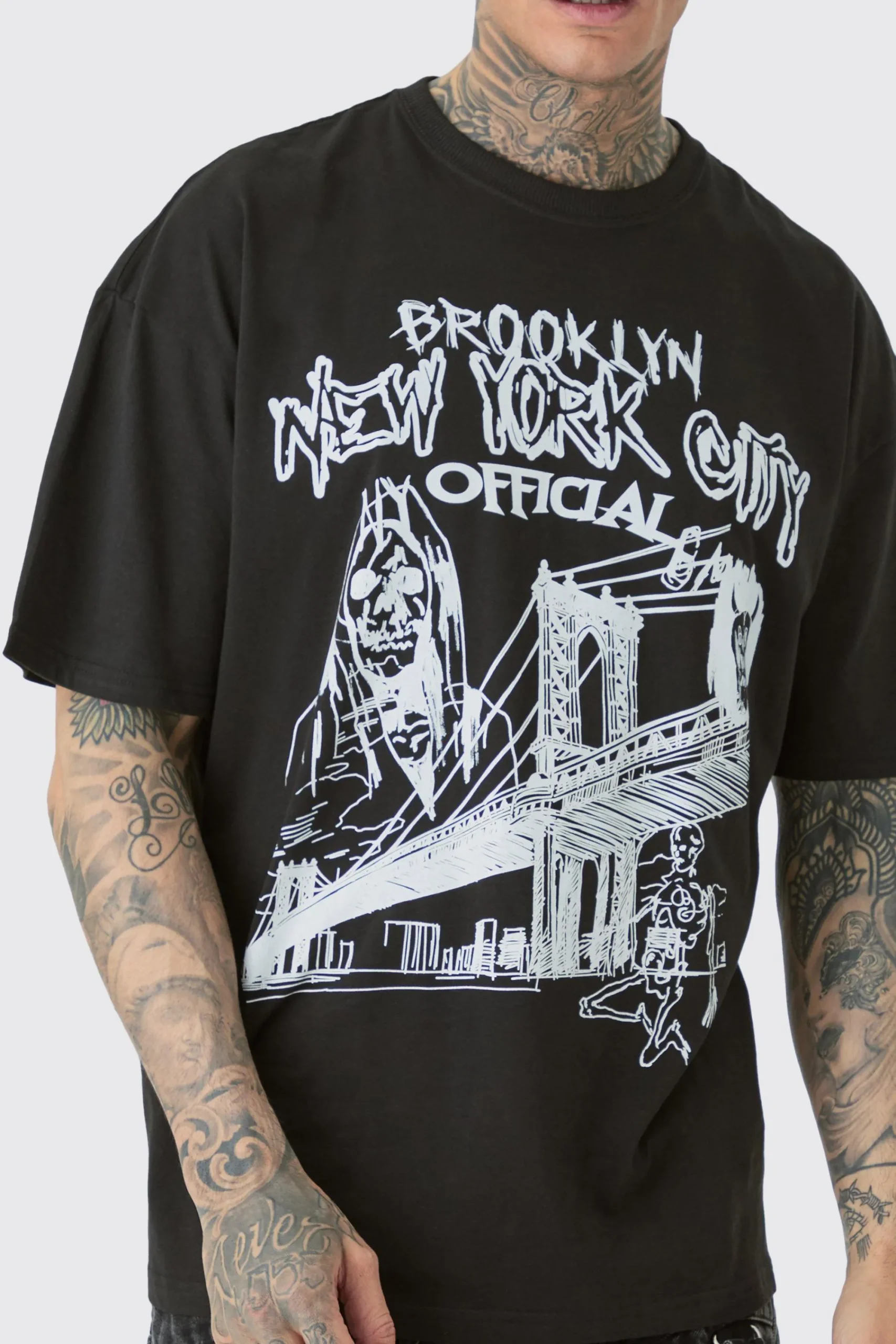 Tall Oversized Official City Print T-shirt | UK^boohooMAN Clearance
