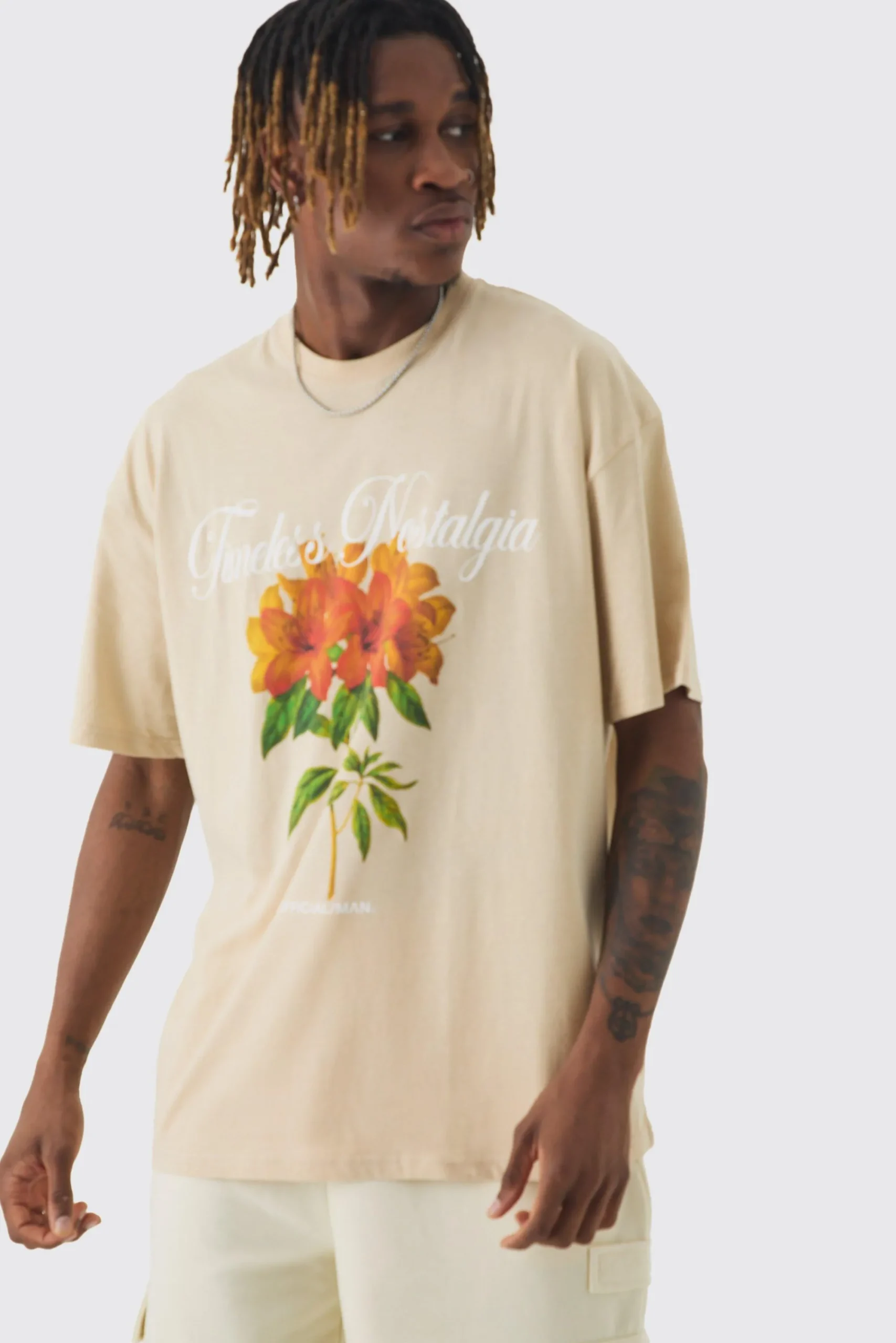 Tall Oversized Official Man Floral Print T-shirt | UK^boohooMAN Sale