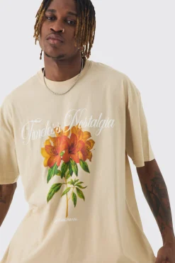 Tall Oversized Official Man Floral Print T-shirt | UK^boohooMAN Sale