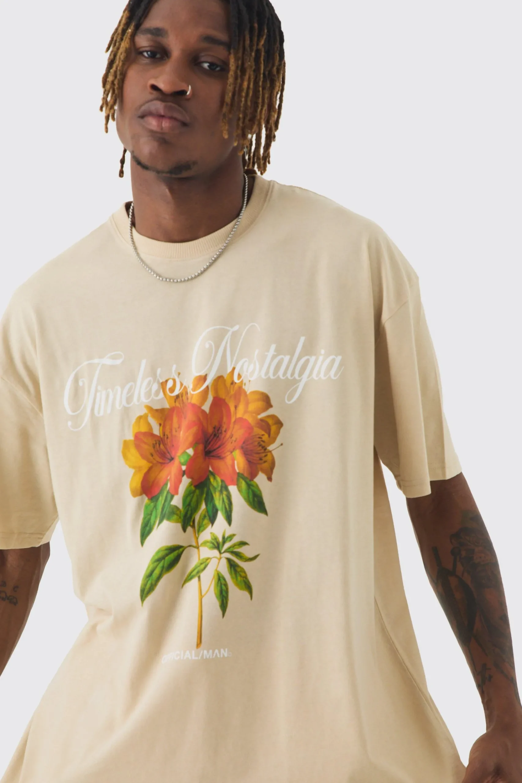 Tall Oversized Official Man Floral Print T-shirt | UK^boohooMAN Sale