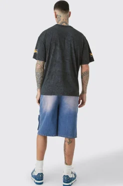 Tall Oversized Overdye Moto Graphic T-shirt | UK^boohooMAN New