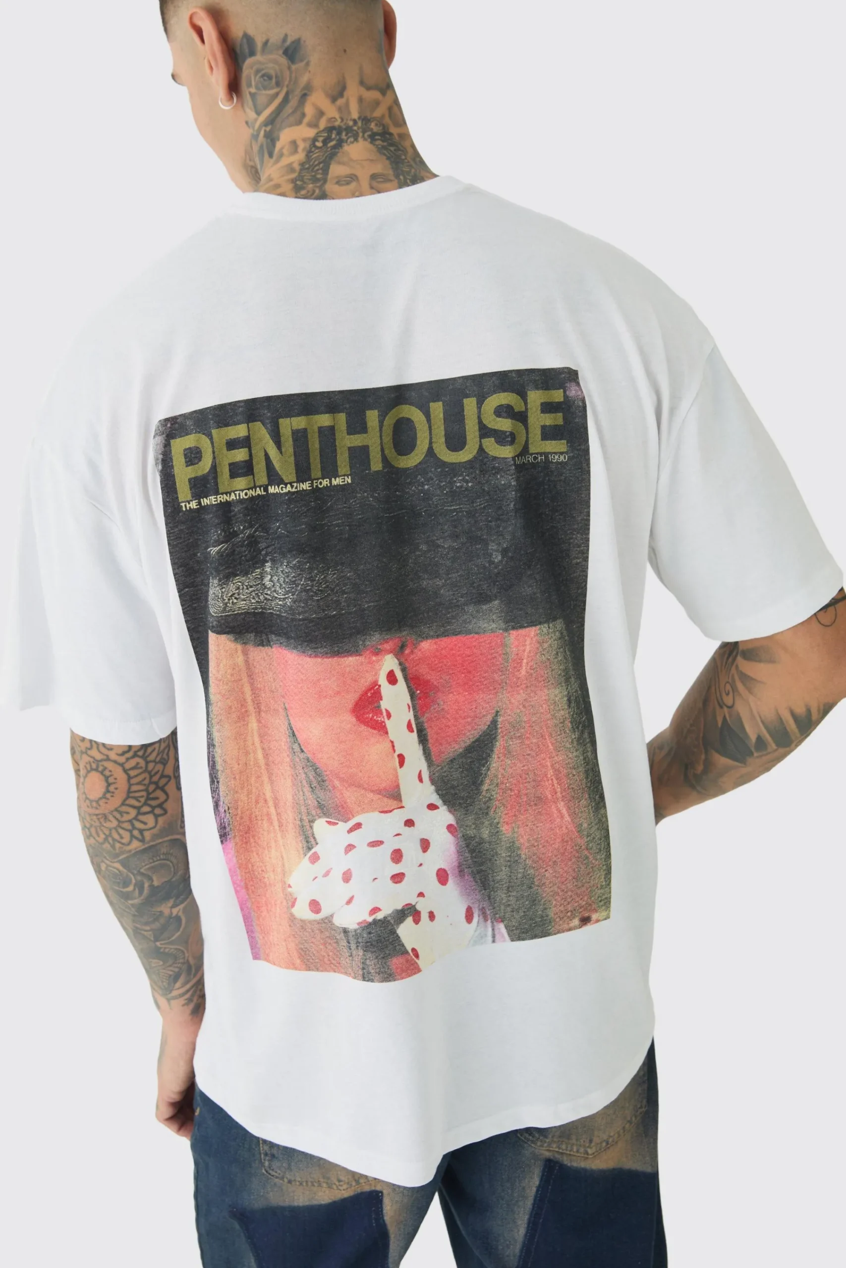 Tall Oversized Penthouse Magazine License T-Shirt | UK^boohooMAN Outlet