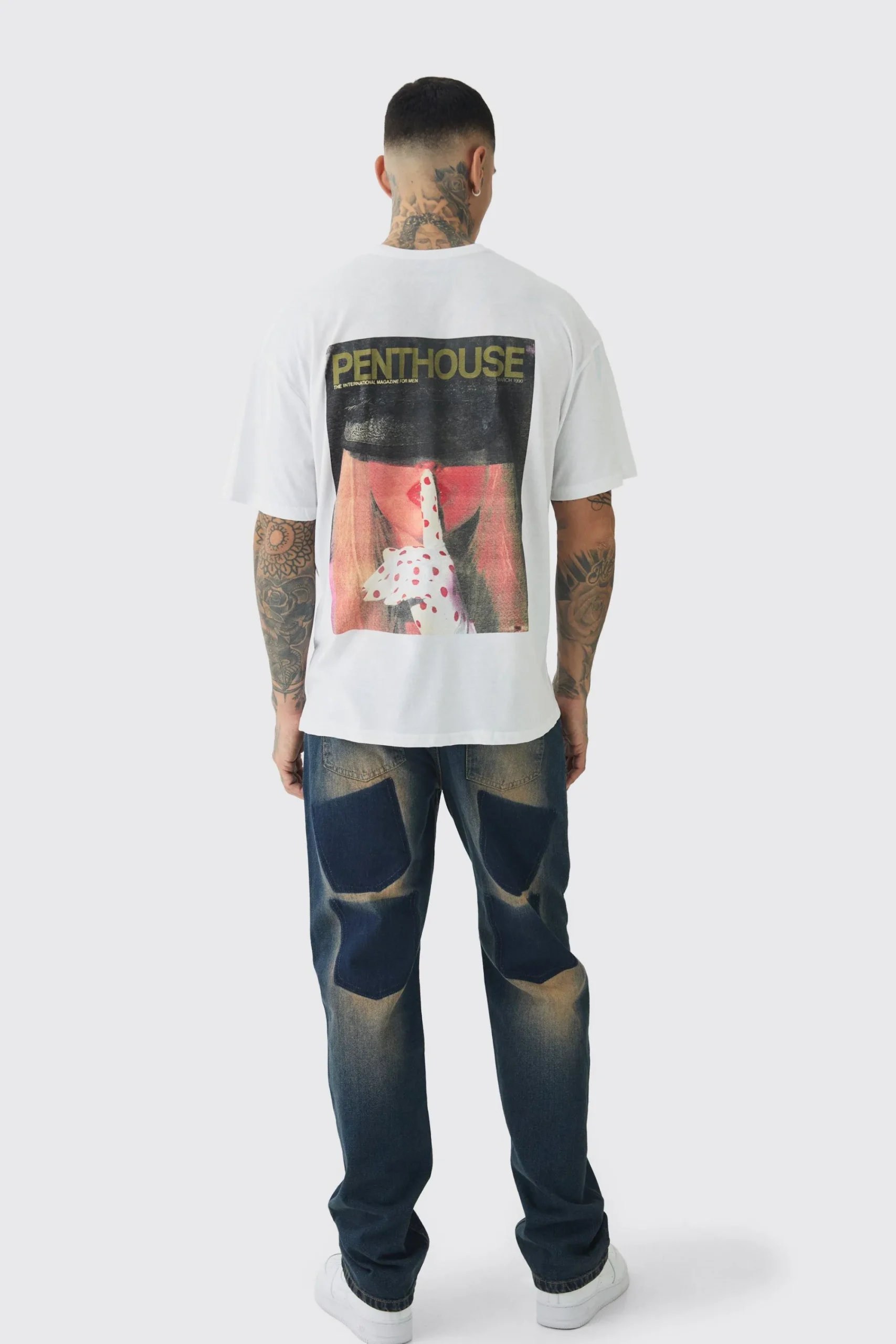 Tall Oversized Penthouse Magazine License T-Shirt | UK^boohooMAN Outlet