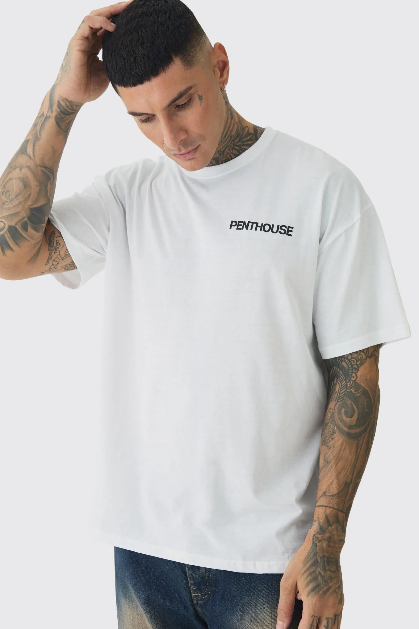 Tall Oversized Penthouse Magazine License T-Shirt | UK^boohooMAN Outlet