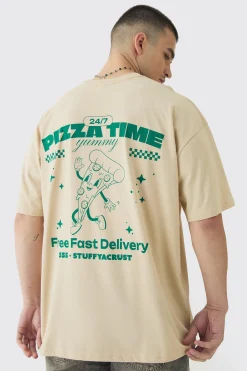 Tall Oversized Pizza Graphic T-Shirt | UK^boohooMAN New