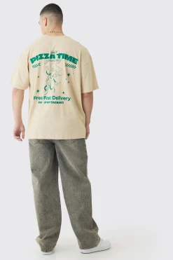 Tall Oversized Pizza Graphic T-Shirt | UK^boohooMAN New