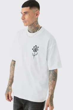 Tall Oversized Pour Homme Line Drawing Print T-shirt | UK^boohooMAN Outlet