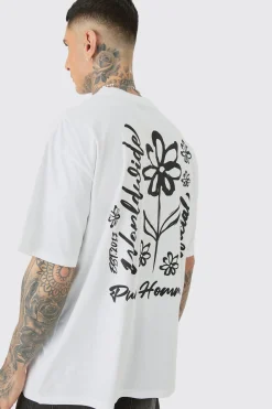 Tall Oversized Pour Homme Line Drawing Print T-shirt | UK^boohooMAN Outlet