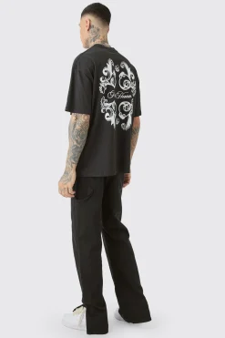 Tall Oversized Pour Homme Floral Print T-shirt | UK^boohooMAN Clearance