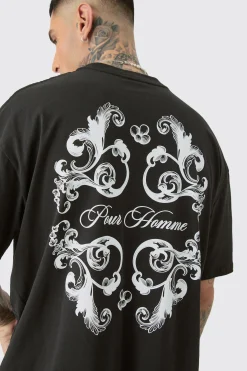 Tall Oversized Pour Homme Floral Print T-shirt | UK^boohooMAN Clearance