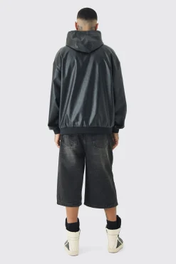 boohooMAN Tall Oversized PU Drop Shoulder Embossed Hoodie | UK| Hoodies & Sweatshirts