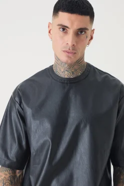 Tall Oversized Pu T-shirt | UK^boohooMAN Outlet