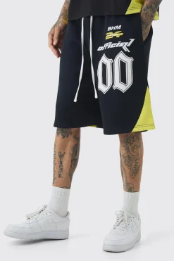 boohooMAN Tall Oversized Puff Print Moto Mid Length Shorts | UK| Shorts