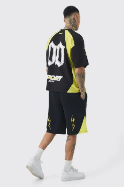 boohooMAN Tall Oversized Puff Print Moto Mid Length Shorts | UK| Shorts