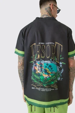 boohooMAN Tall Oversized Resort Print Shirt & Swim Short Set In | UK| Sets & Co-Ords