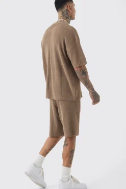 Tall Oversized Ribbed Knit T-shirt | UK^boohooMAN Online