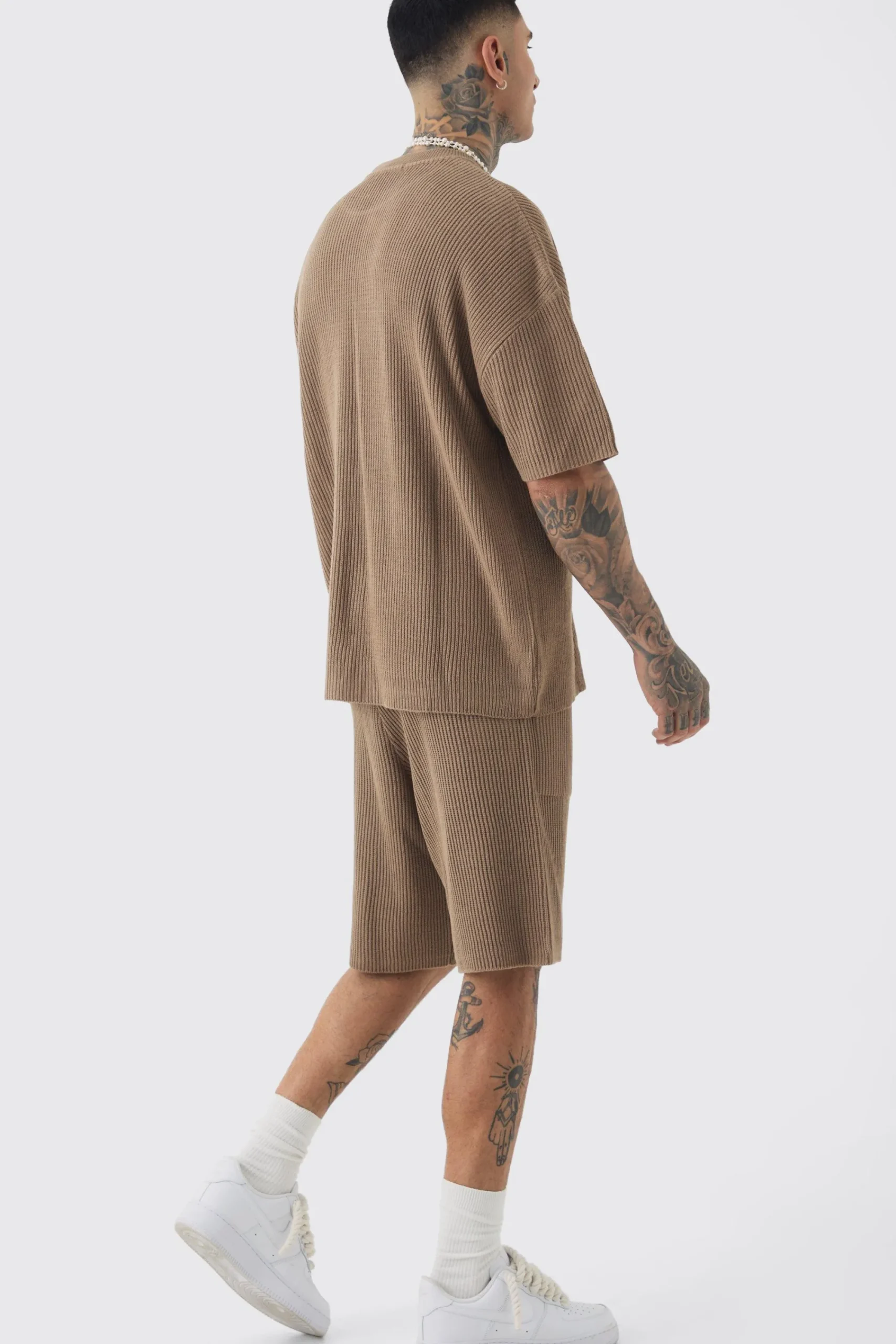 Tall Oversized Ribbed Knit T-shirt | UK^boohooMAN Online