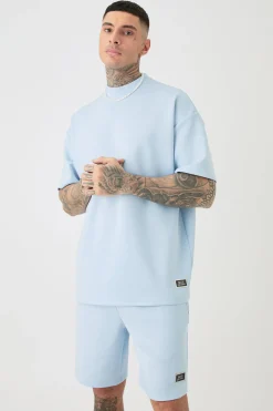 boohooMAN Tall Oversized Scuba T-shirt & Relaxed Short Set | UK| Tracksuits