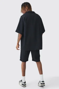 boohooMAN Tall Oversized Short Sleeve Pleated Shirt & Short Set | UK| Sets & Co-Ords