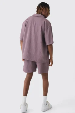 boohooMAN Tall Oversized Short Sleeve Pleated Shirt & Short Set In | UK| Sets & Co-Ords
