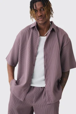 boohooMAN Tall Oversized Short Sleeve Pleated Shirt & Short Set In | UK| Sets & Co-Ords