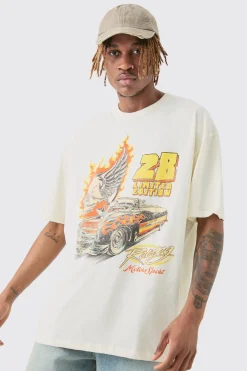 Tall Oversized Skull Car Graphic T-shirt | UK^boohooMAN Best