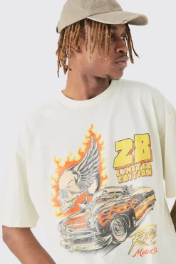 Tall Oversized Skull Car Graphic T-shirt | UK^boohooMAN Best