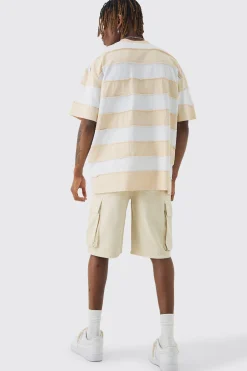 Tall Oversized Stripe Raw Seam T-shirt | UK^boohooMAN Online