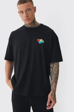 Tall Oversized Tall OFCL 8 Ball Embroidered T-shirt In | UK^boohooMAN Outlet