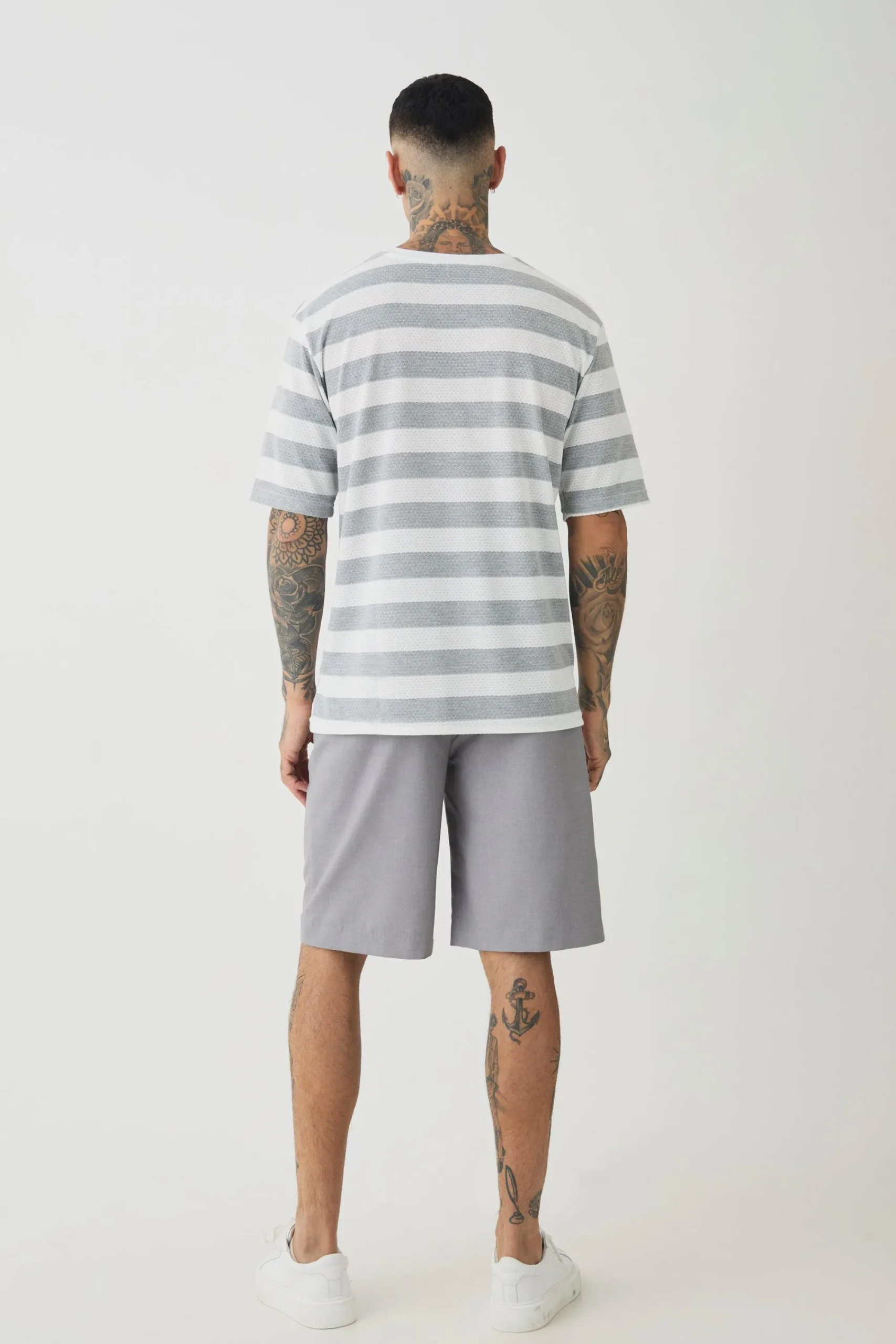 Tall Oversized Textured Stripe T-shirt | UK^boohooMAN Discount