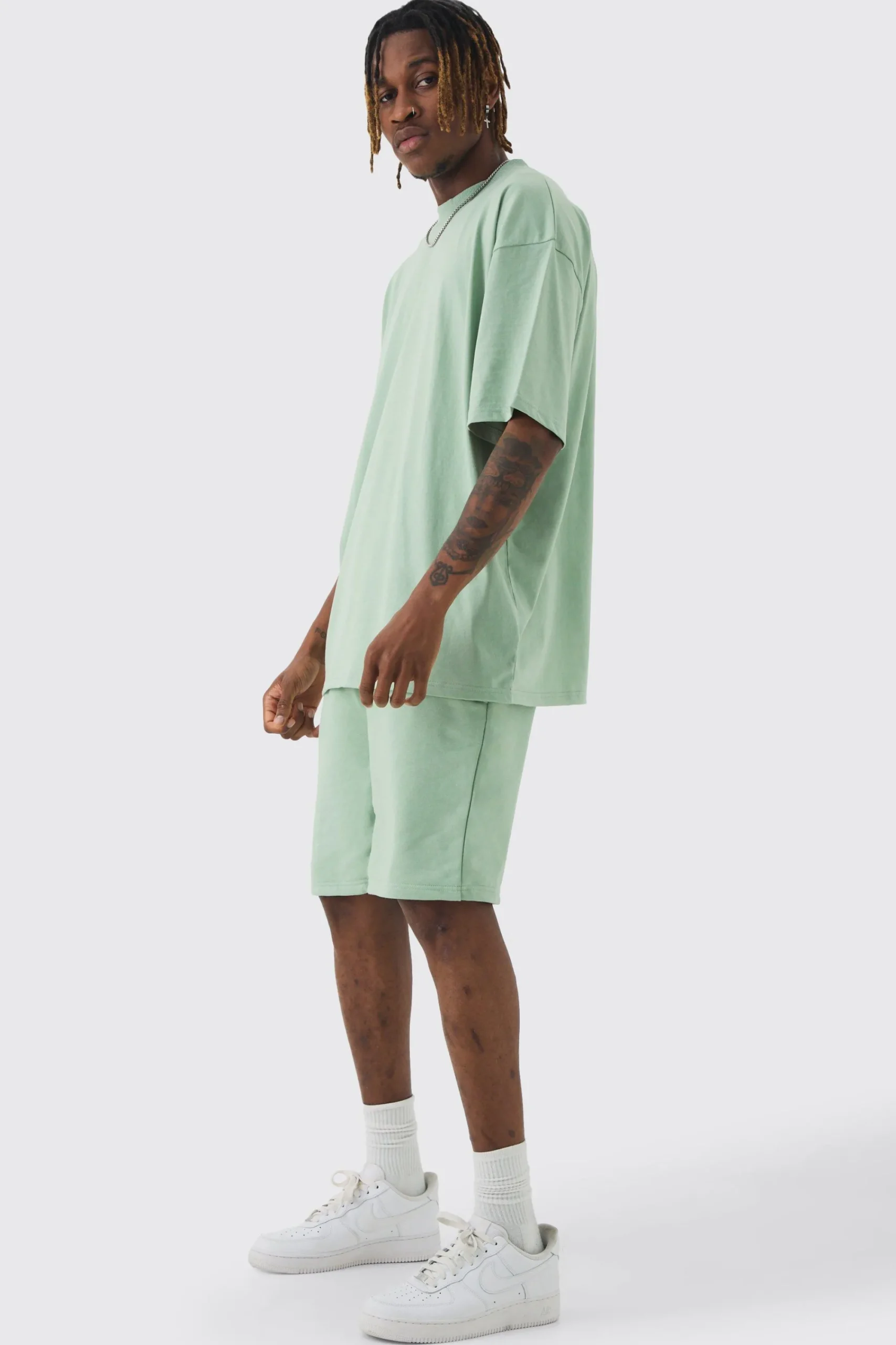 boohooMAN Tall Oversized T-shirt & Short Set | UK| Sets & Co-Ords|Tracksuits