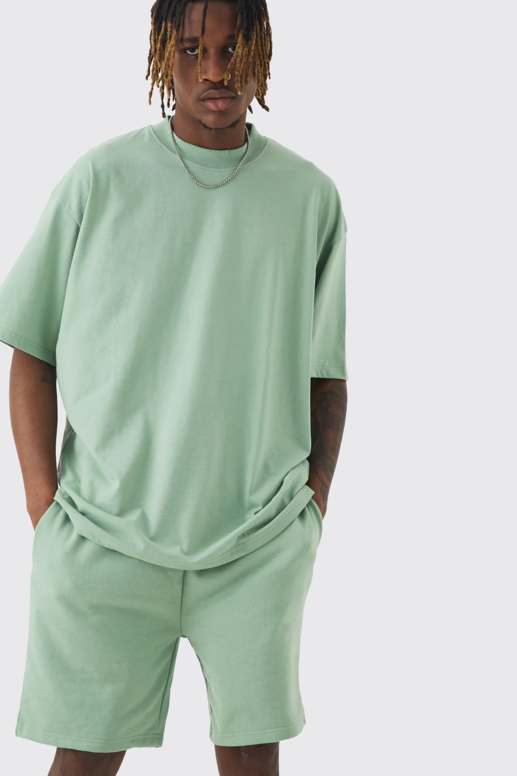 boohooMAN Tall Oversized T-shirt & Short Set | UK| Sets & Co-Ords|Tracksuits